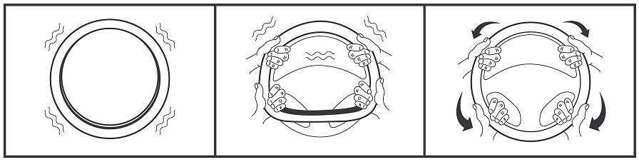 Diagram of installing a steering wheel cover